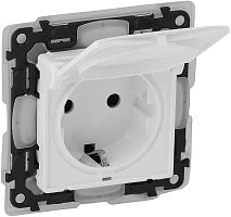 Розетка с заземлением без рамки Legrand Valena Life 1-м. крышка шторки IP44 белый картинка